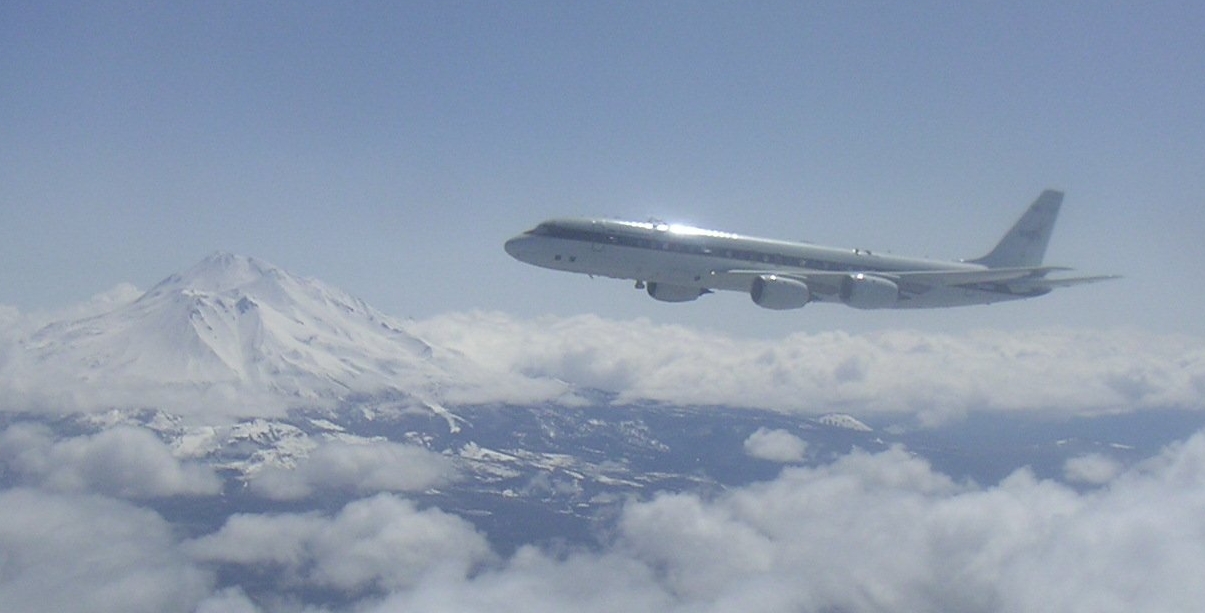 NASA DC-8 flying over Pico de Orizaba, Mexico.