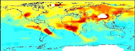 Global concentrations of Carbon Monoxide.